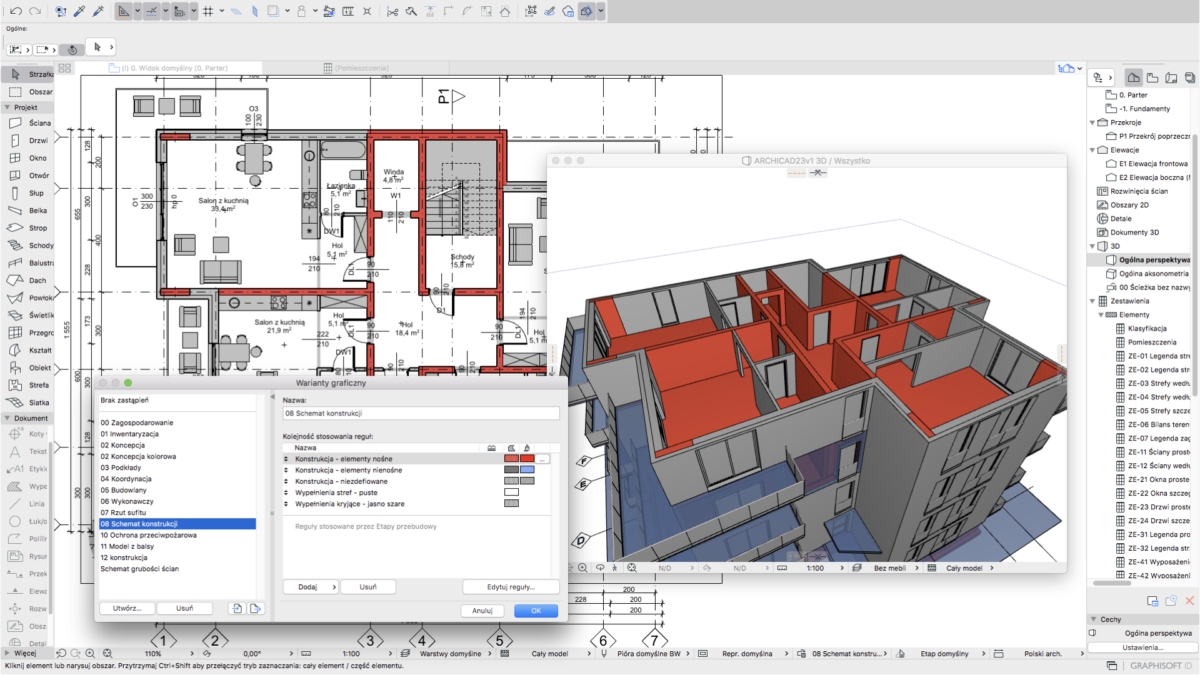 Archicad, warianty graficzne