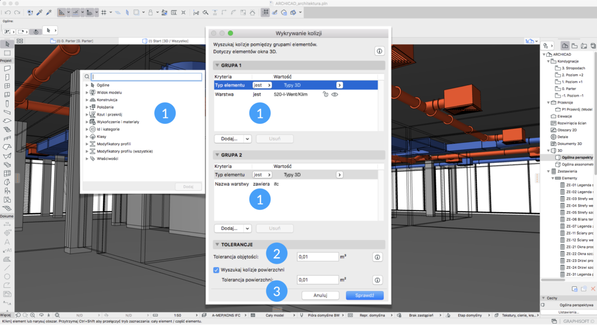 Archicad - wyszukiwanie kolizji